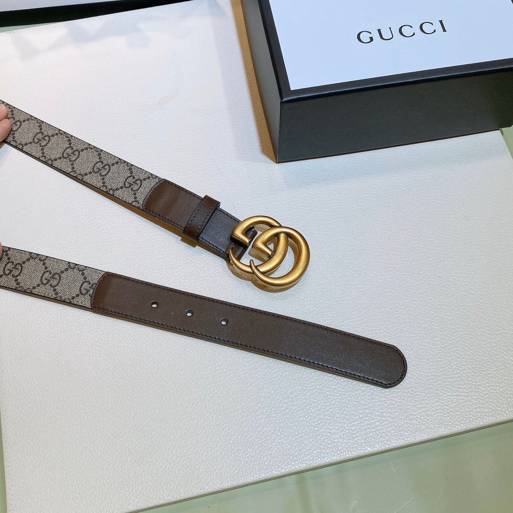 Gucci GG Thin Marmont Belt Brown