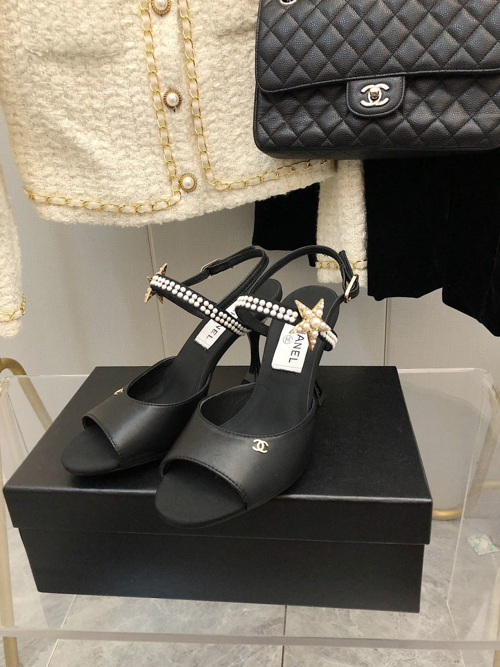 Chanel Open Shoes Black