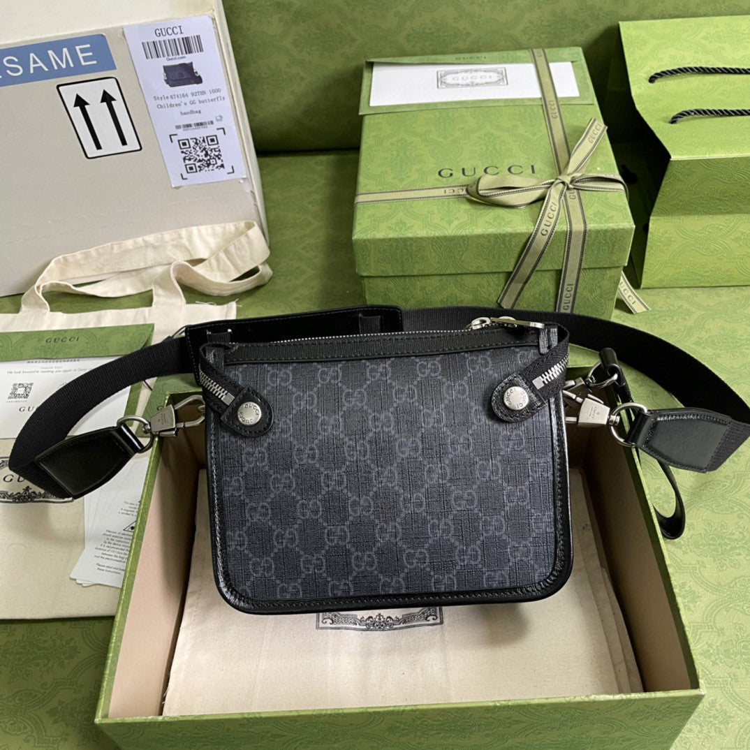 Gucci Messenger Bag With Interlocking G 21cm Black