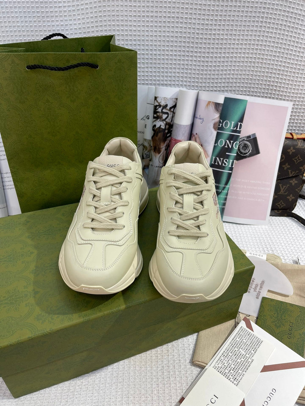Gucci Tiger Women’s Rhyton Sneaker Beige