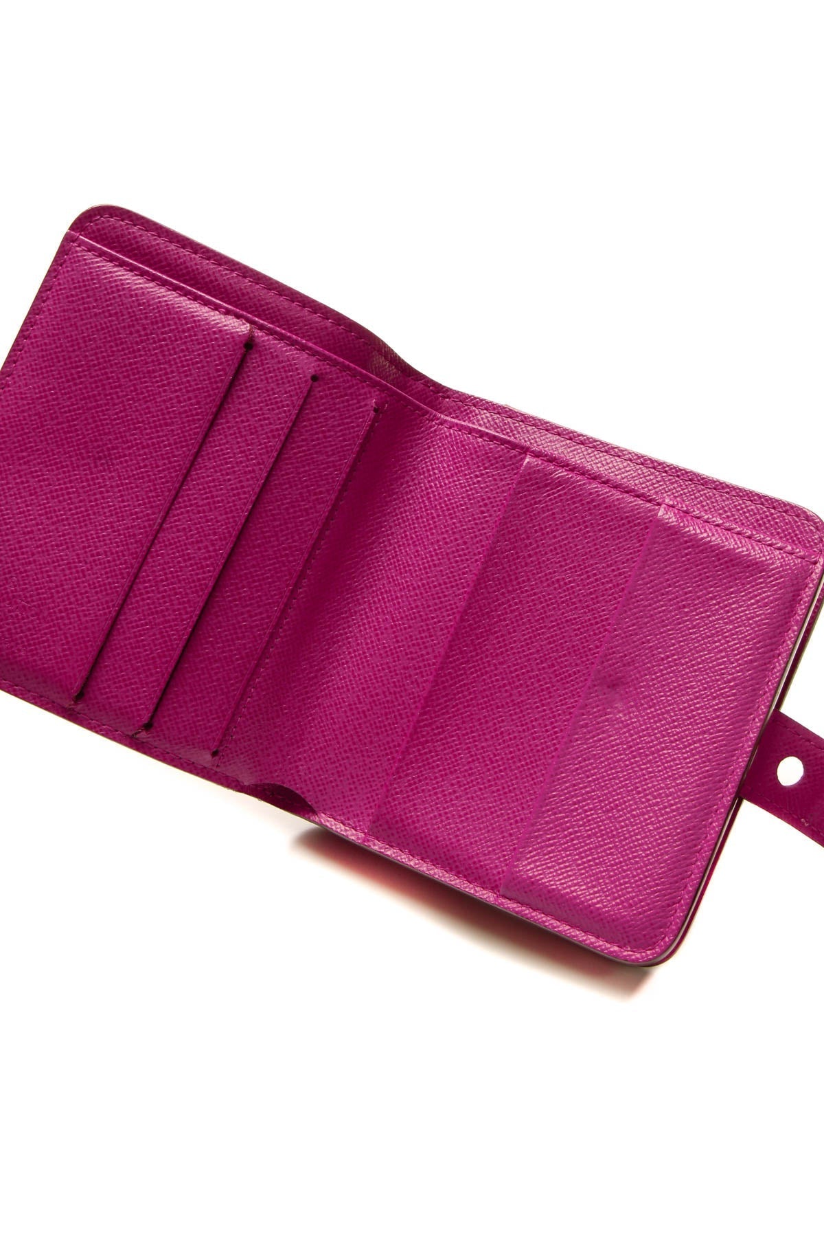 Perforated Compact Zip Wallet - Monogram/Fuchsia