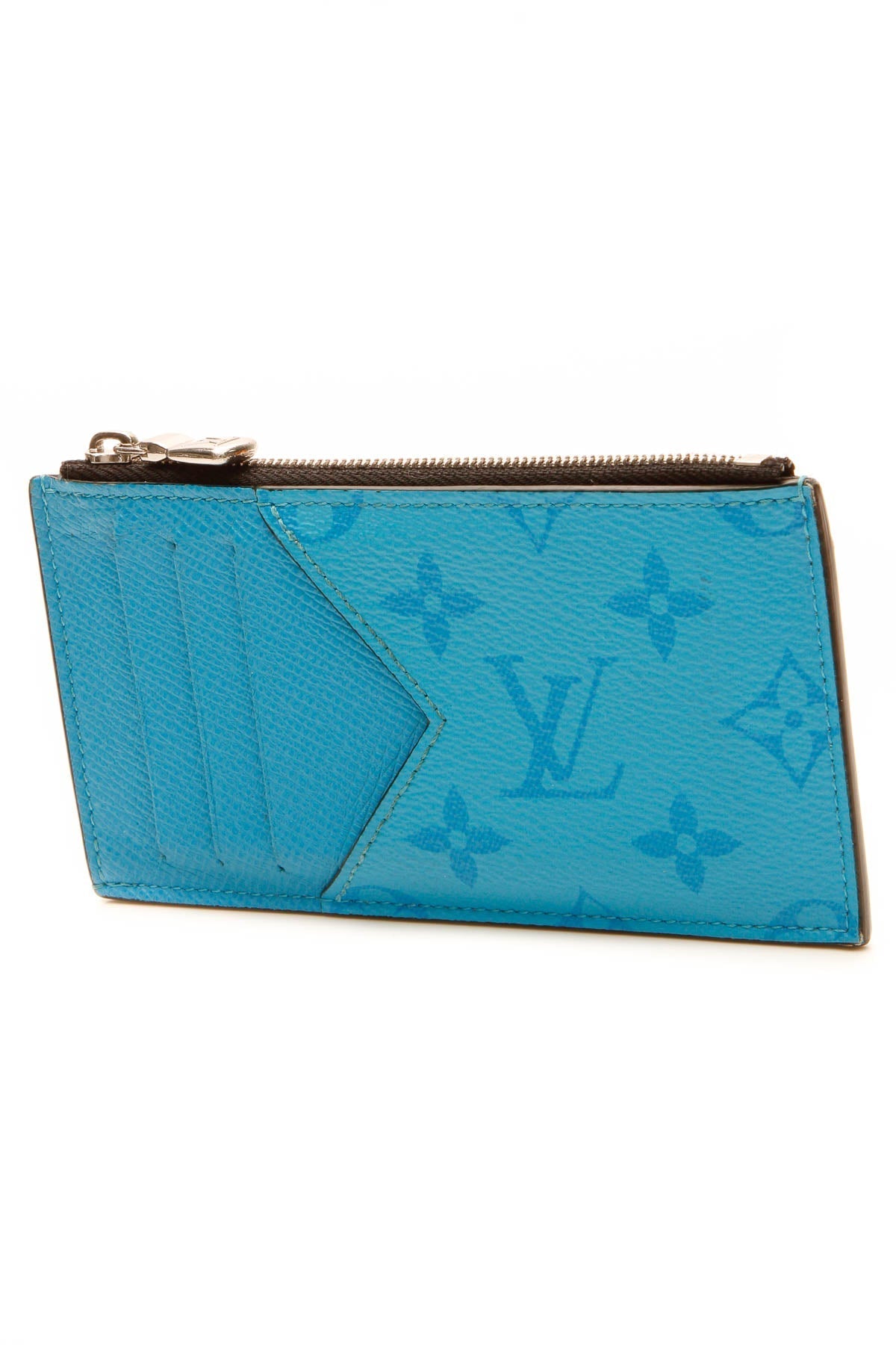 Coin Card Holder - Blue Lagoon Monogram