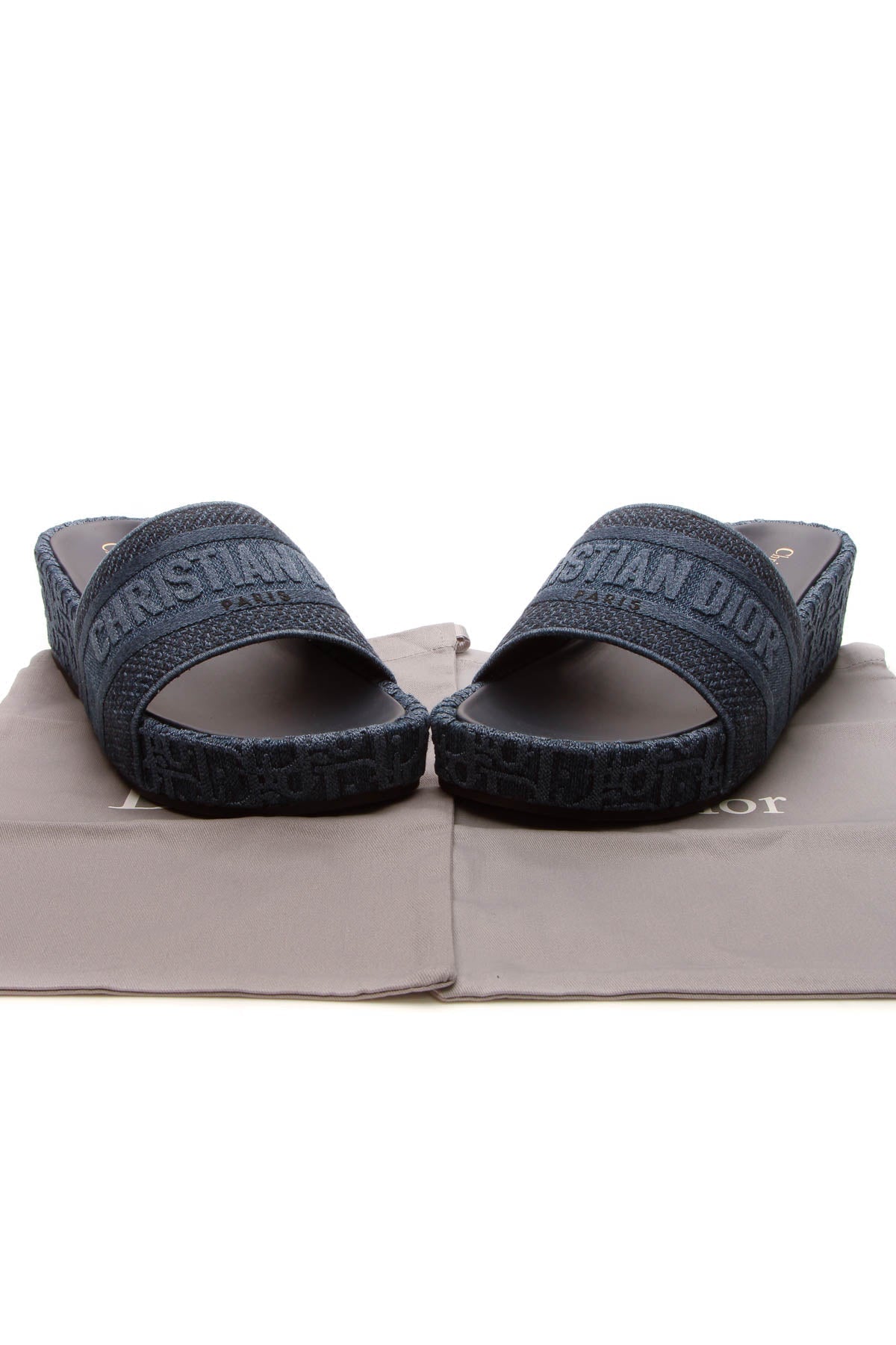 Dway Platform Slide Sandals - Denim Oblique Size 42