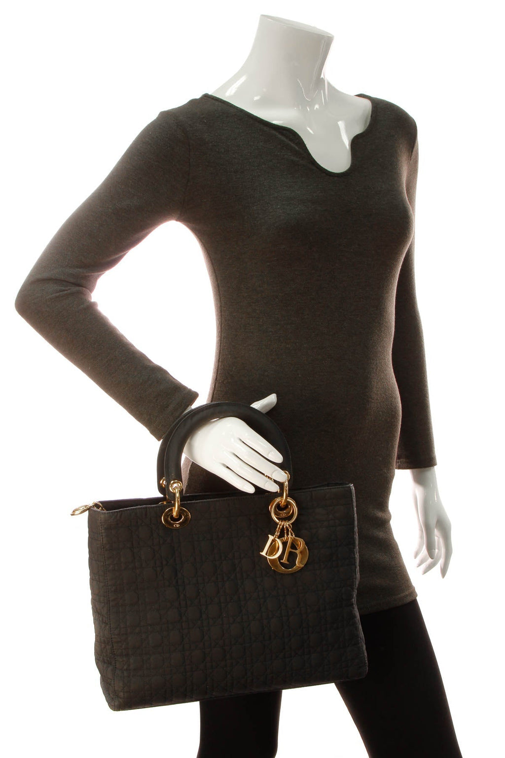 Vintage Cannage Large Lady Dior Bag - Black