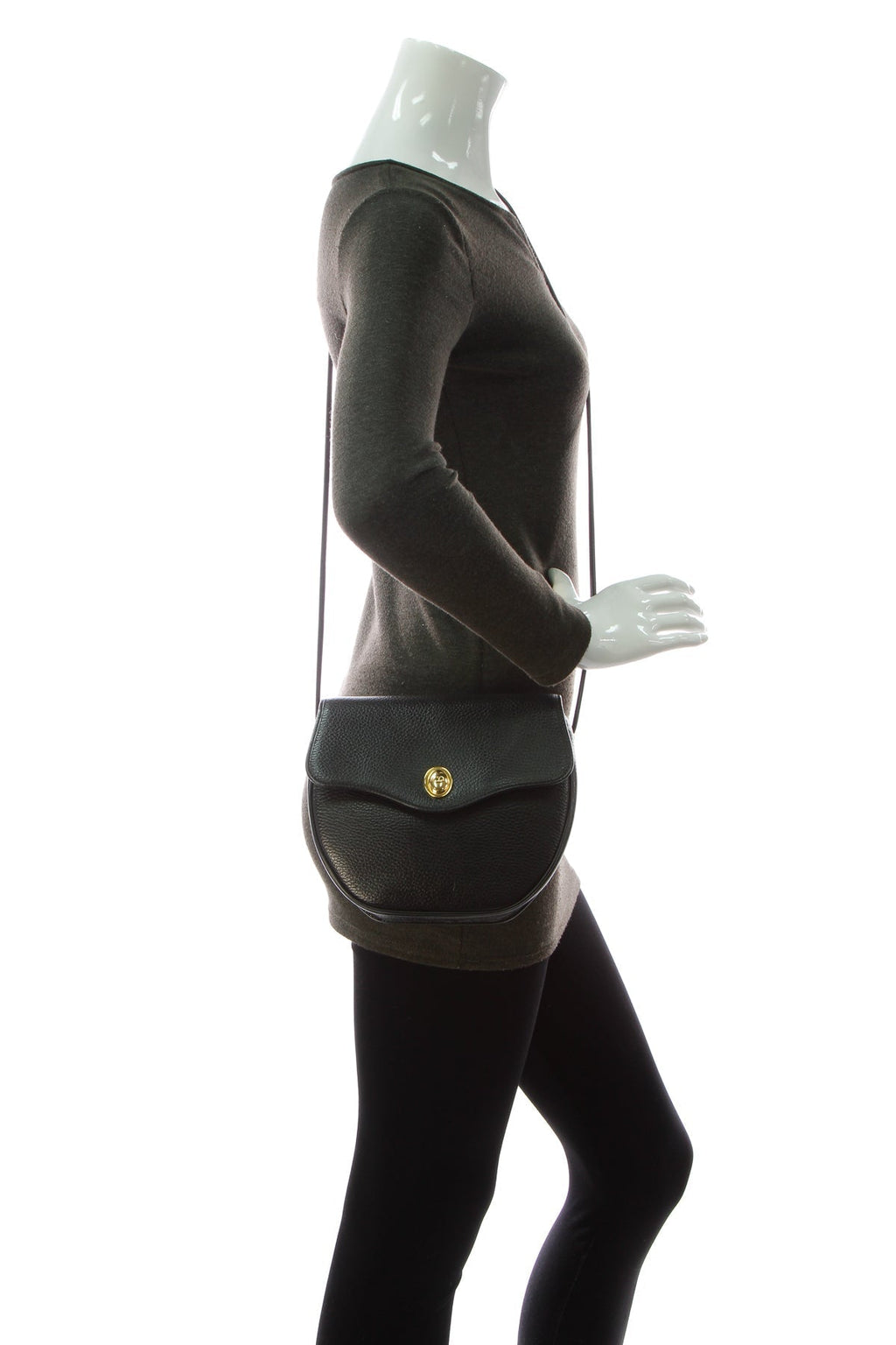 Vintage Flap Crossbody Bag - Black