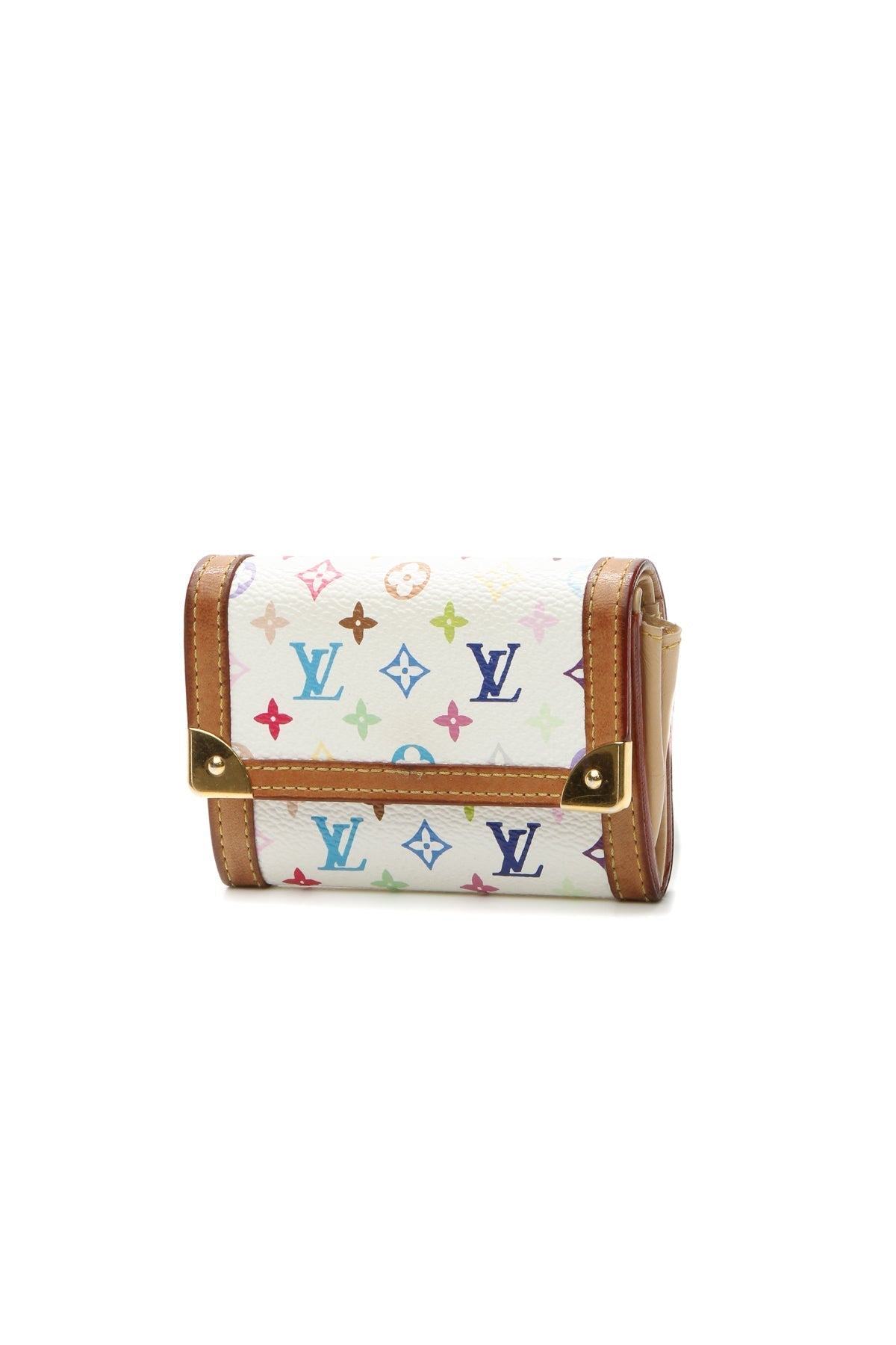 Plat Card Holder Wallet - White Multicolore Monogram