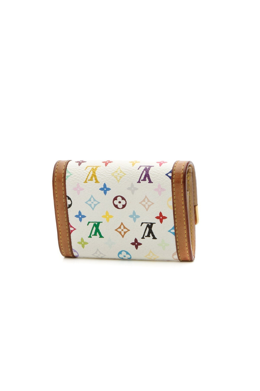 Plat Card Holder Wallet - White Multicolore Monogram