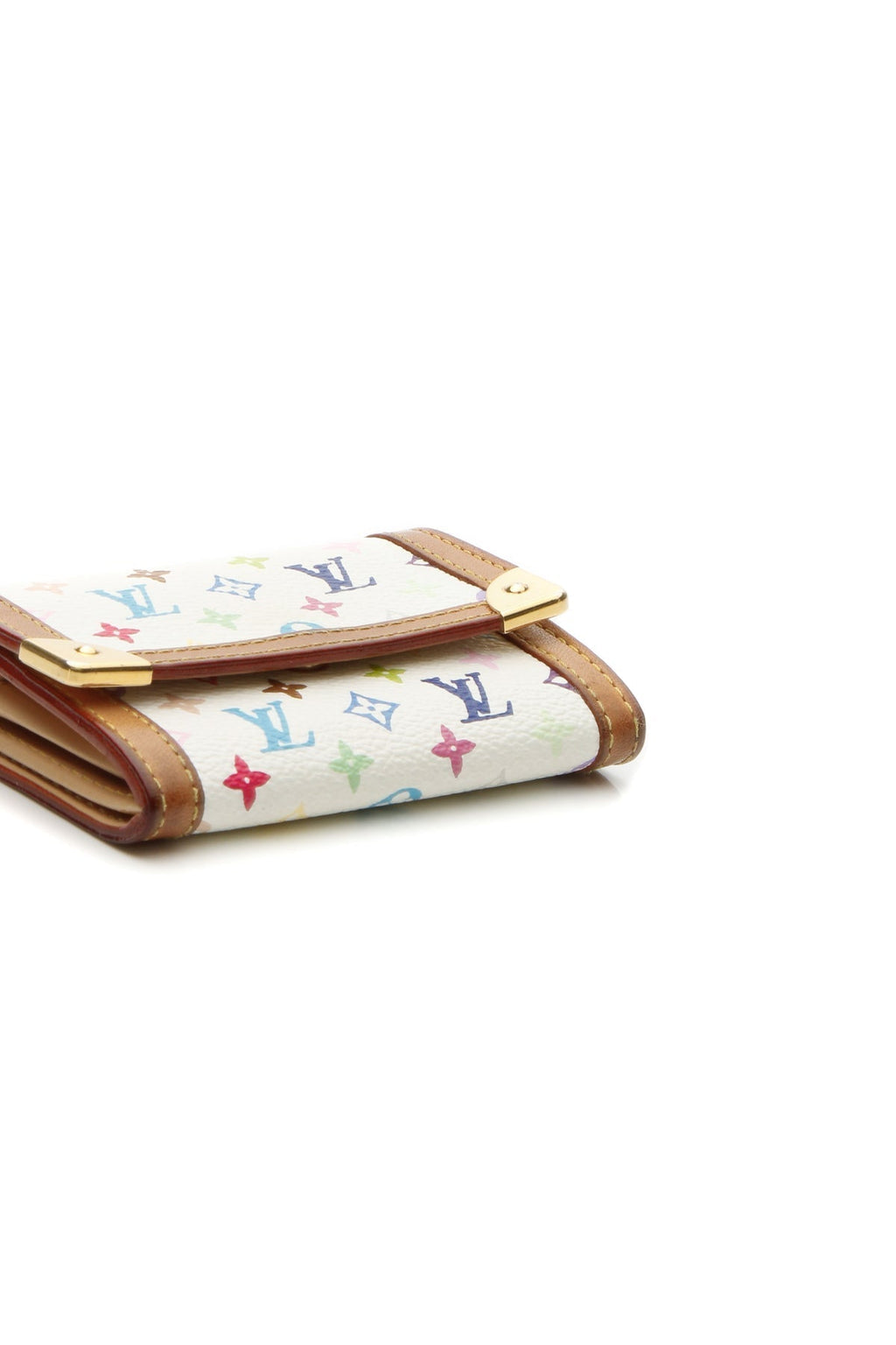 Plat Card Holder Wallet - White Multicolore Monogram