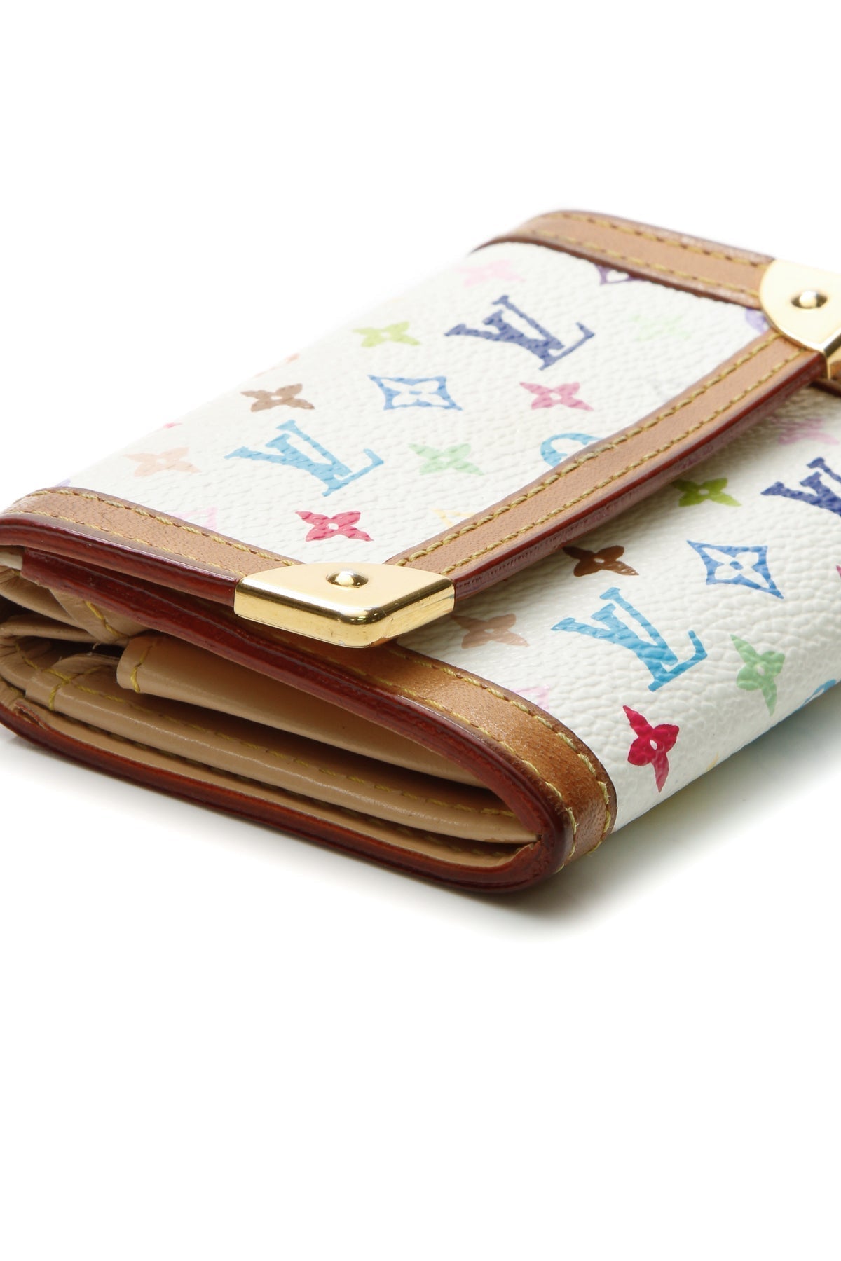 Plat Card Holder Wallet - White Multicolore Monogram