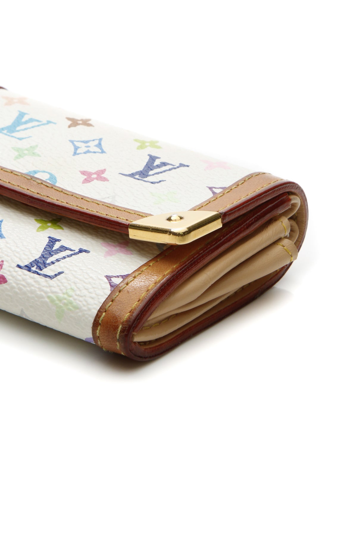 Plat Card Holder Wallet - White Multicolore Monogram