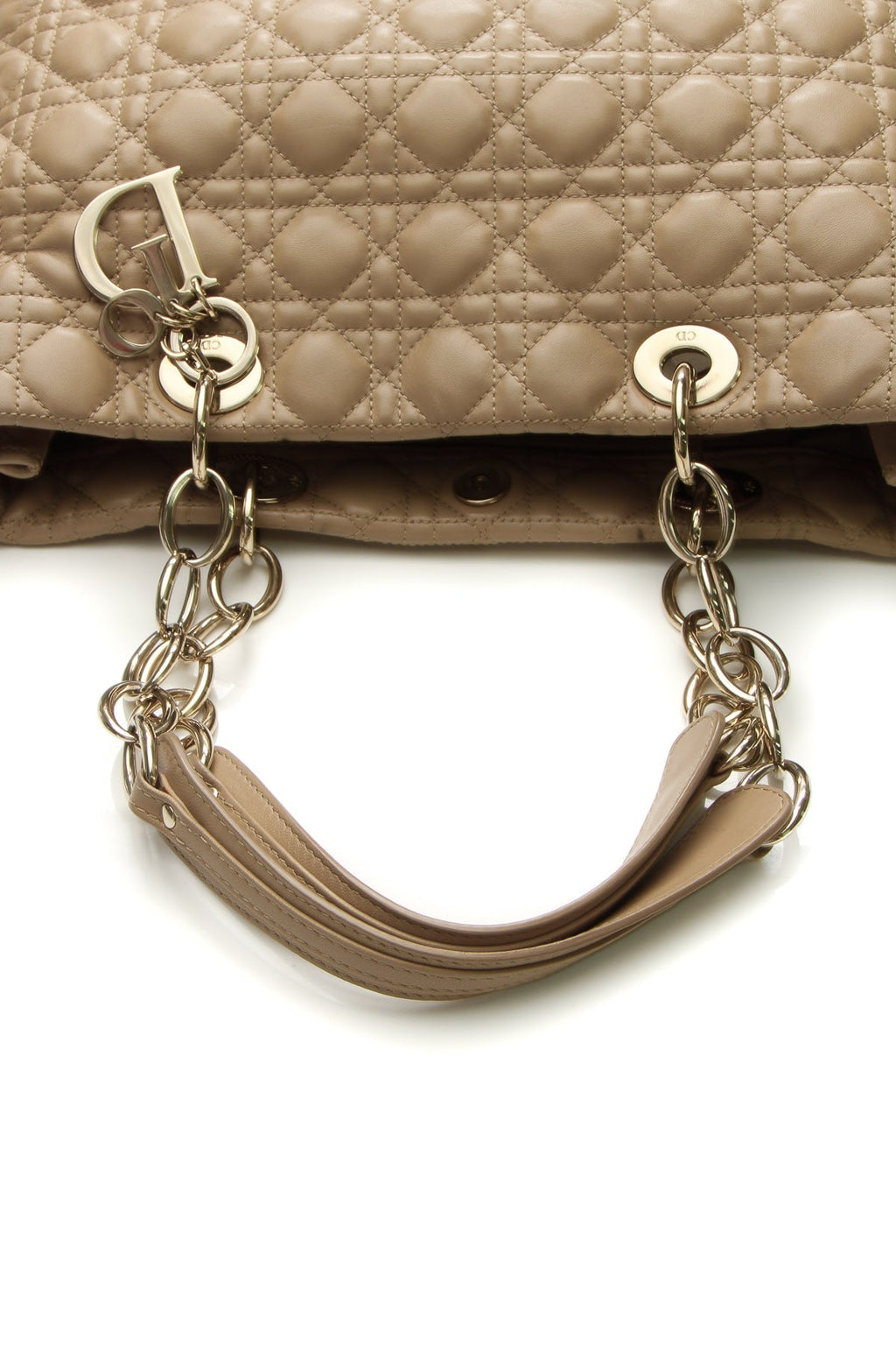 Cannage Large Shopping Tote Bag - Beige