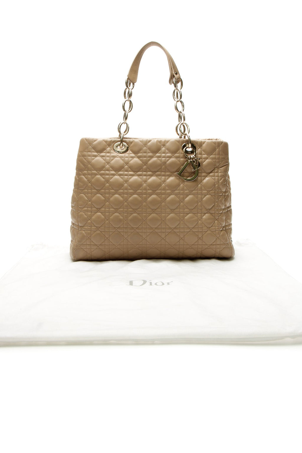Cannage Large Shopping Tote Bag - Beige