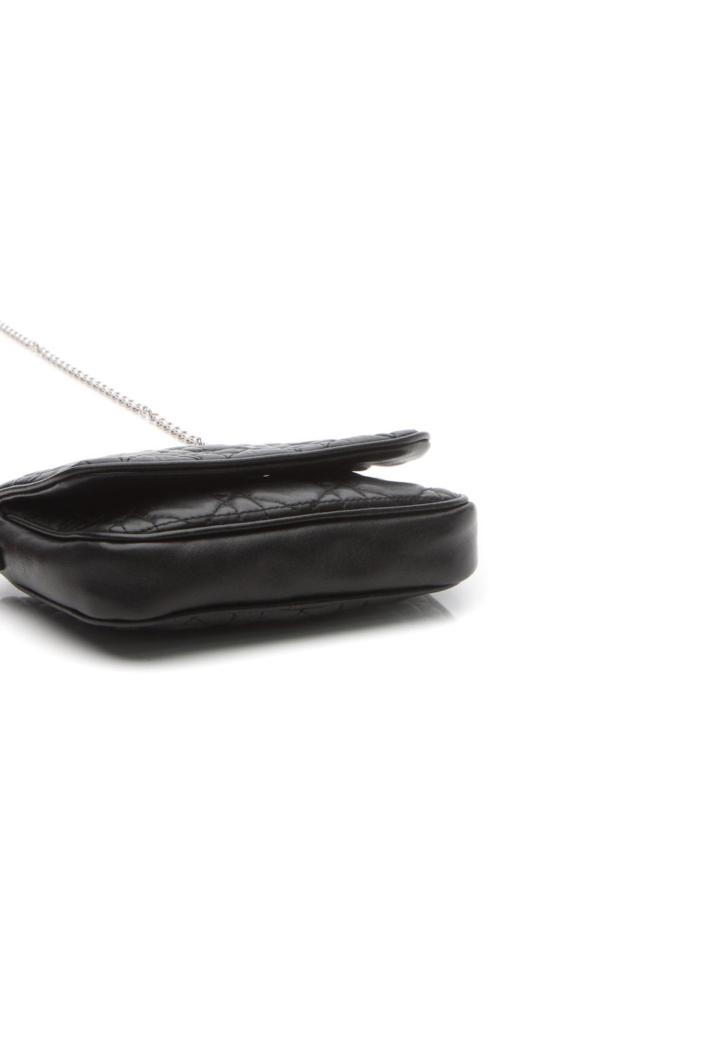 Cannage Mini Flap Chain Bag - Black