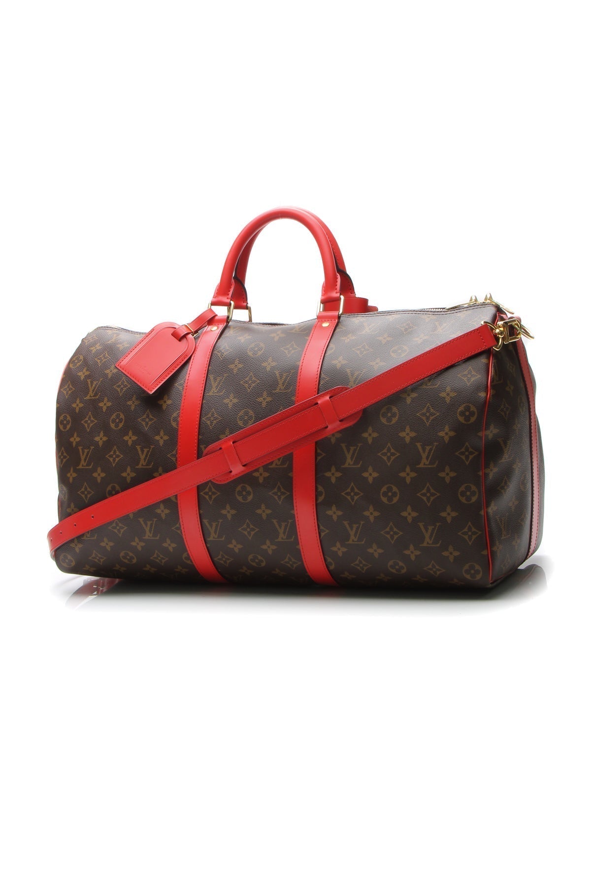 Keepall Bandouliere 50 Travel Bag - Monogram/Coquelicot