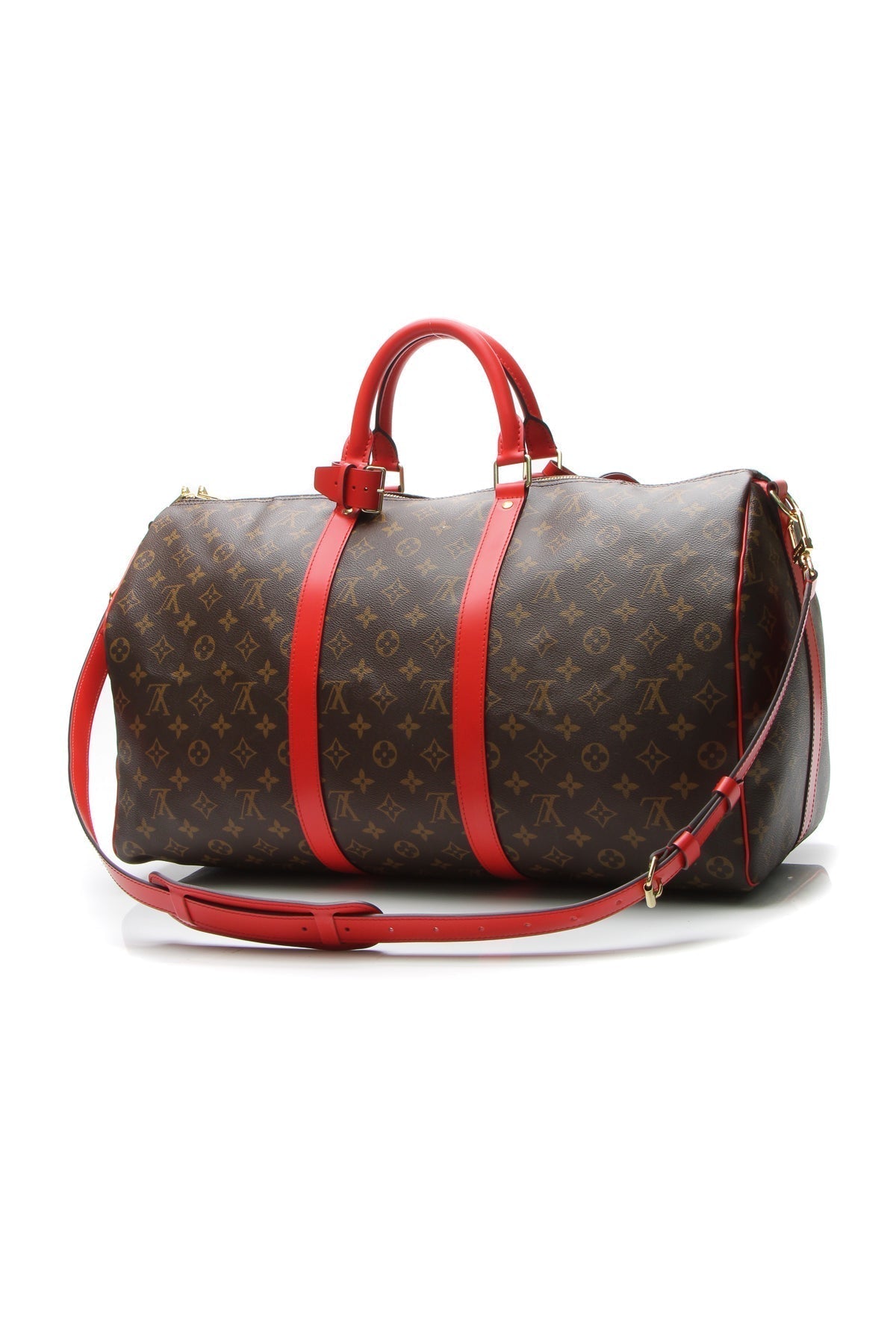 Keepall Bandouliere 50 Travel Bag - Monogram/Coquelicot