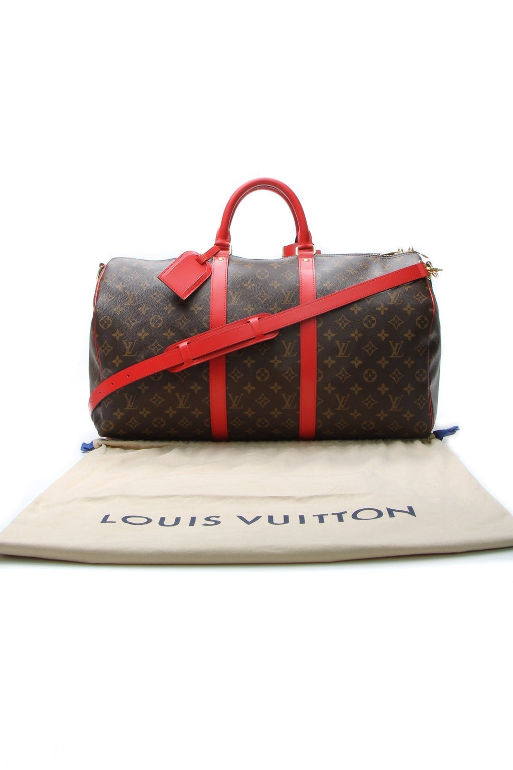 Keepall Bandouliere 50 Travel Bag - Monogram/Coquelicot