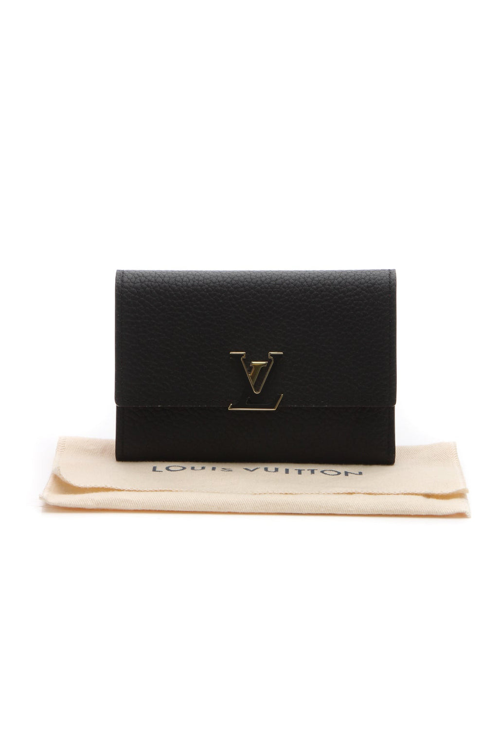 Capucines Compact Wallet - Black/Pink