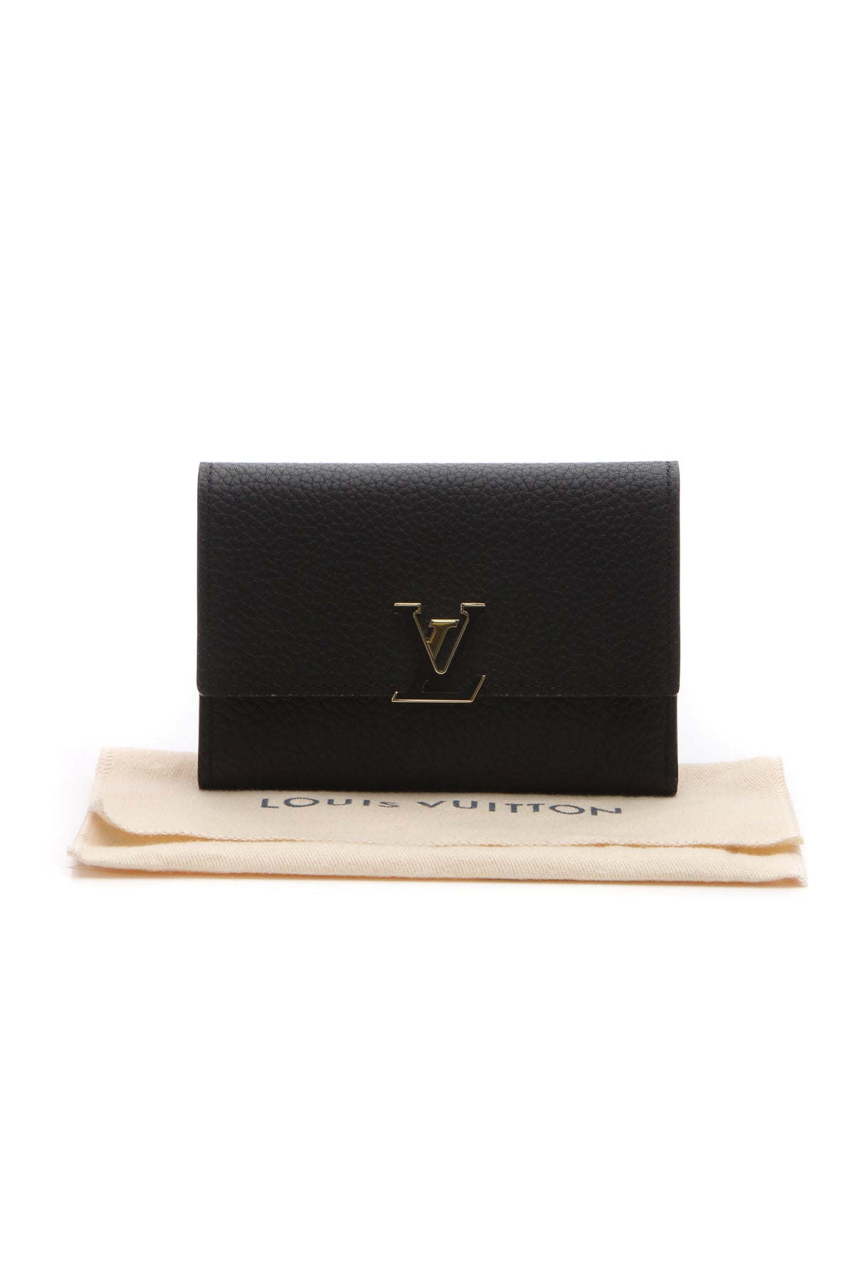 Capucines Compact Wallet - Black/Pink
