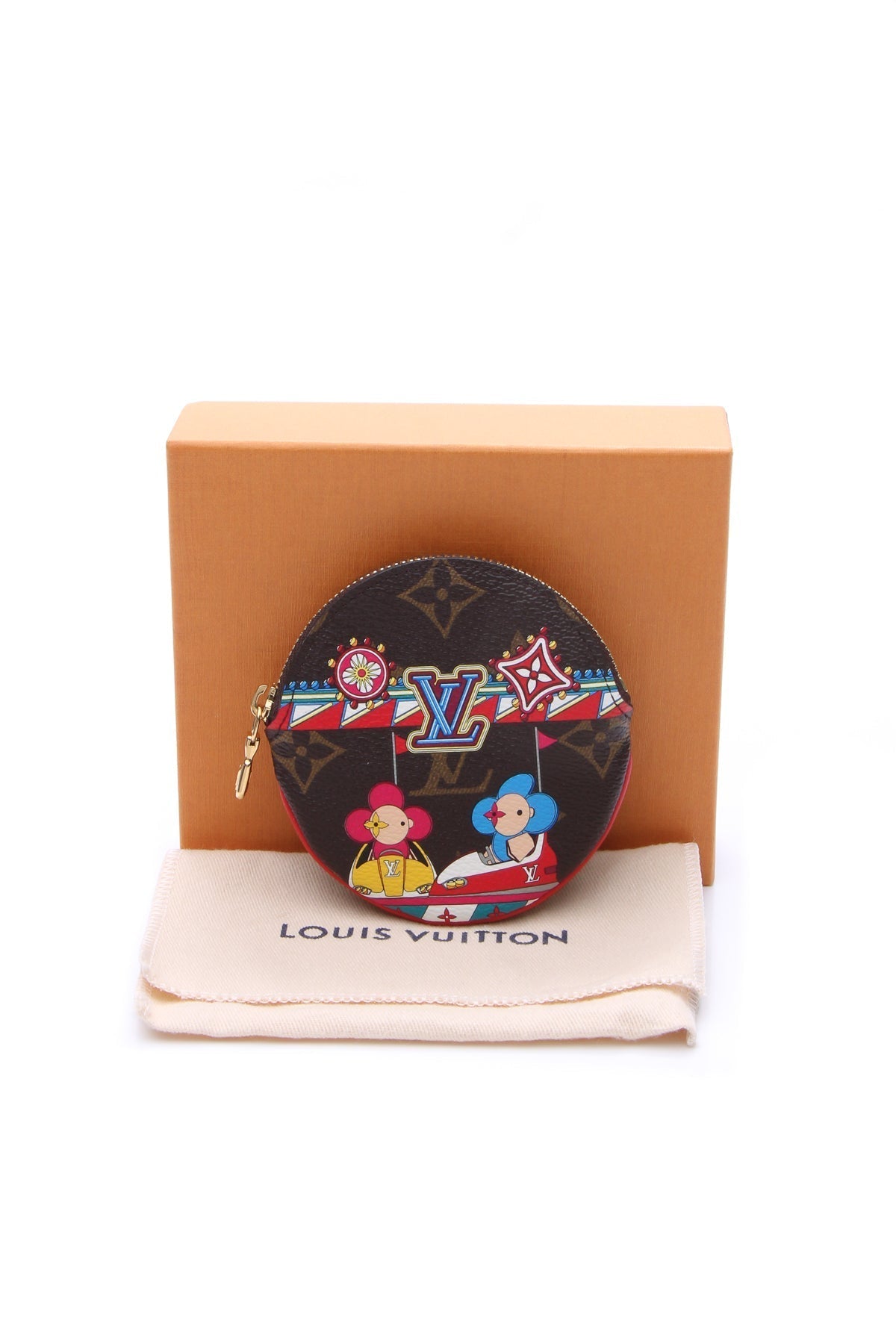 Christmas Animation Round Coin Purse - Monogram/Coquelicot