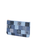 Patchwork Neverfull Pouch Wristlet - Blue Denim Damier