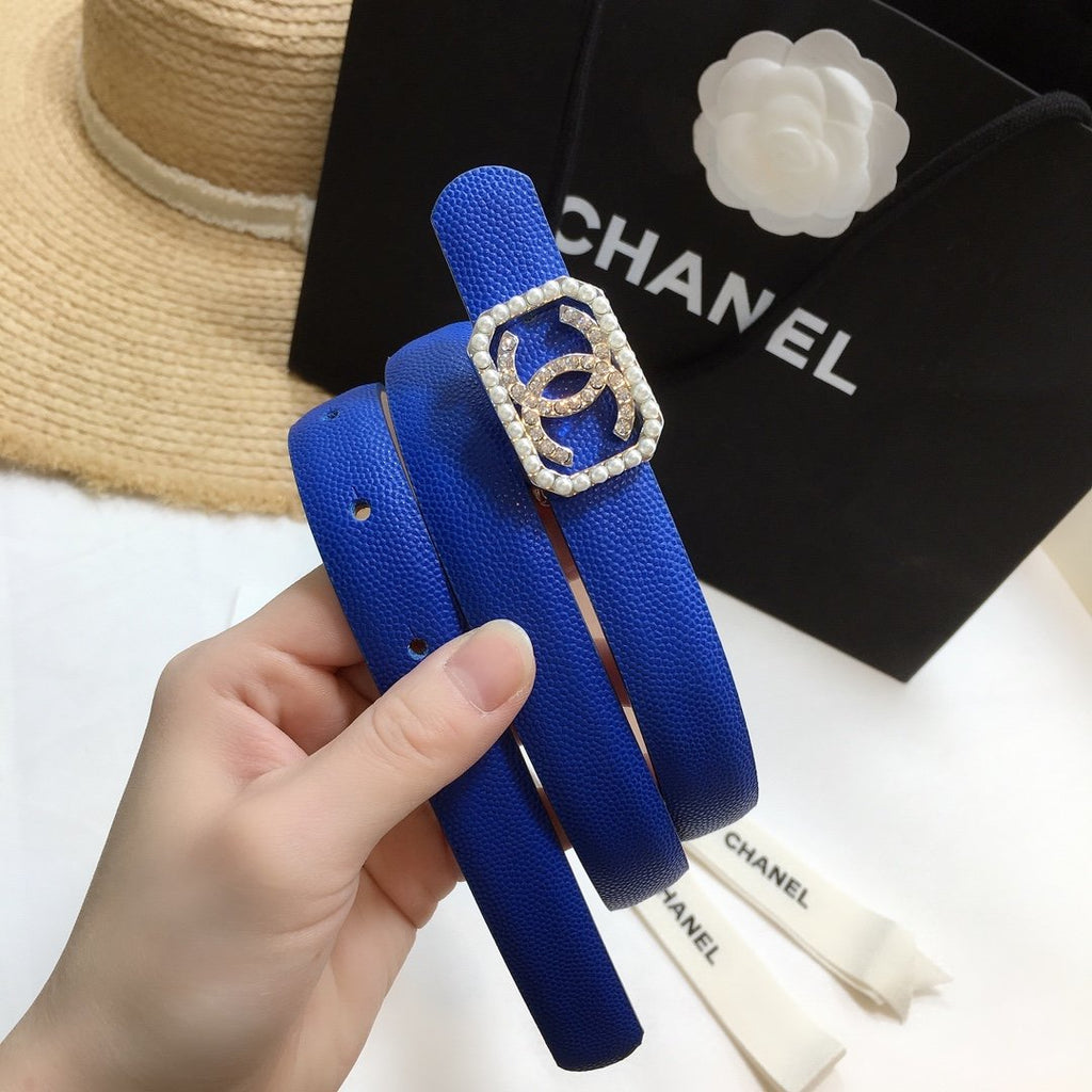 Chanel Belt With Double C Buckle Blue