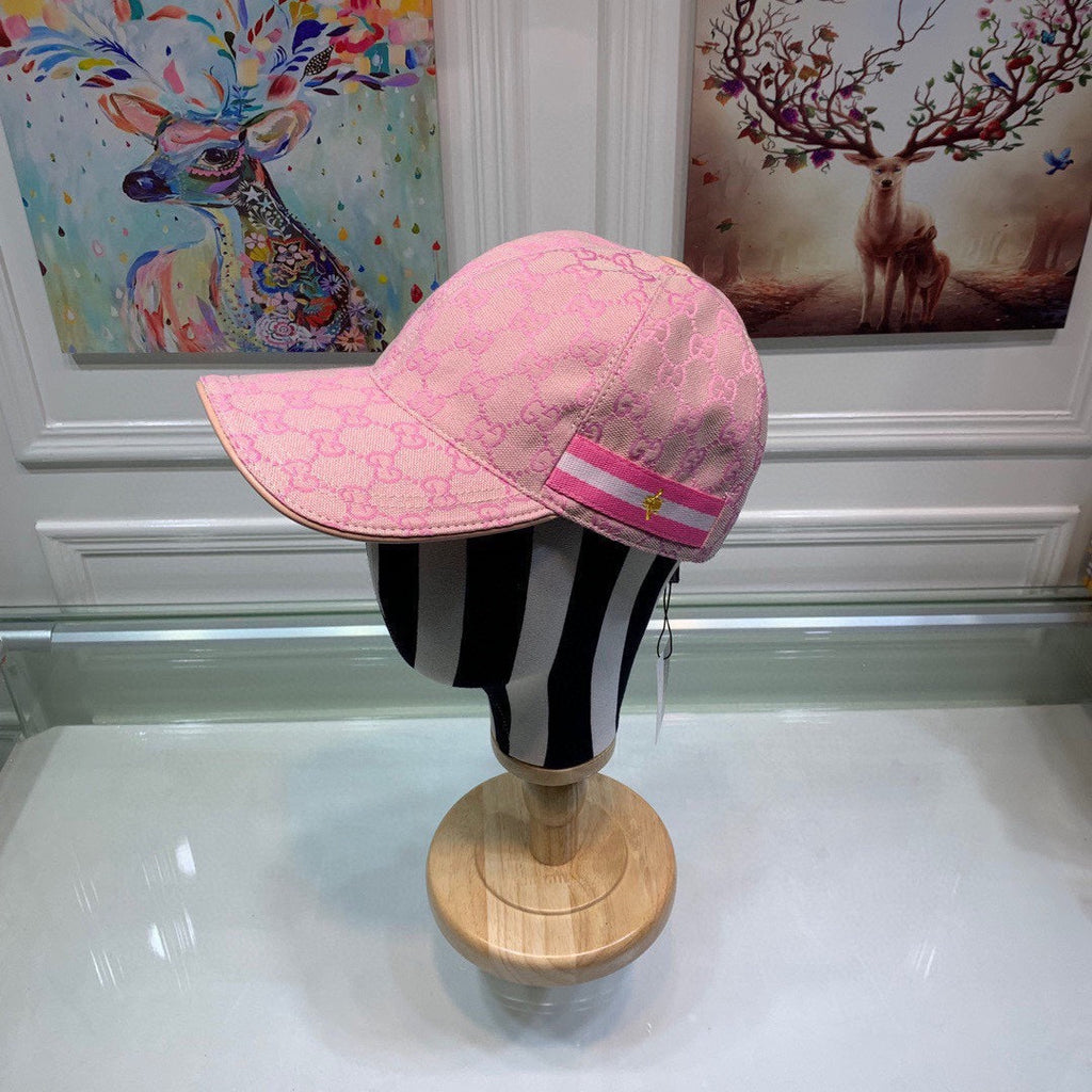 Gucci Canvas Baseball Cap with Web Pink
