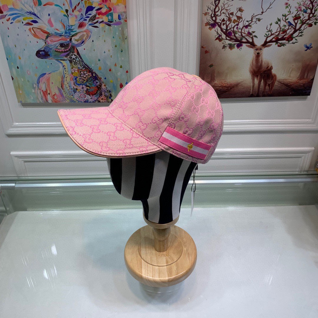 Gucci Canvas Baseball Cap with Web Pink