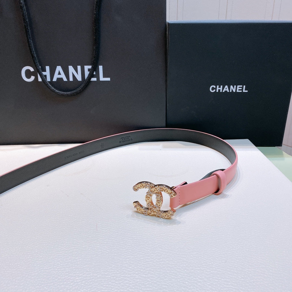 Chanel Belt With Beaded Buckle Pink