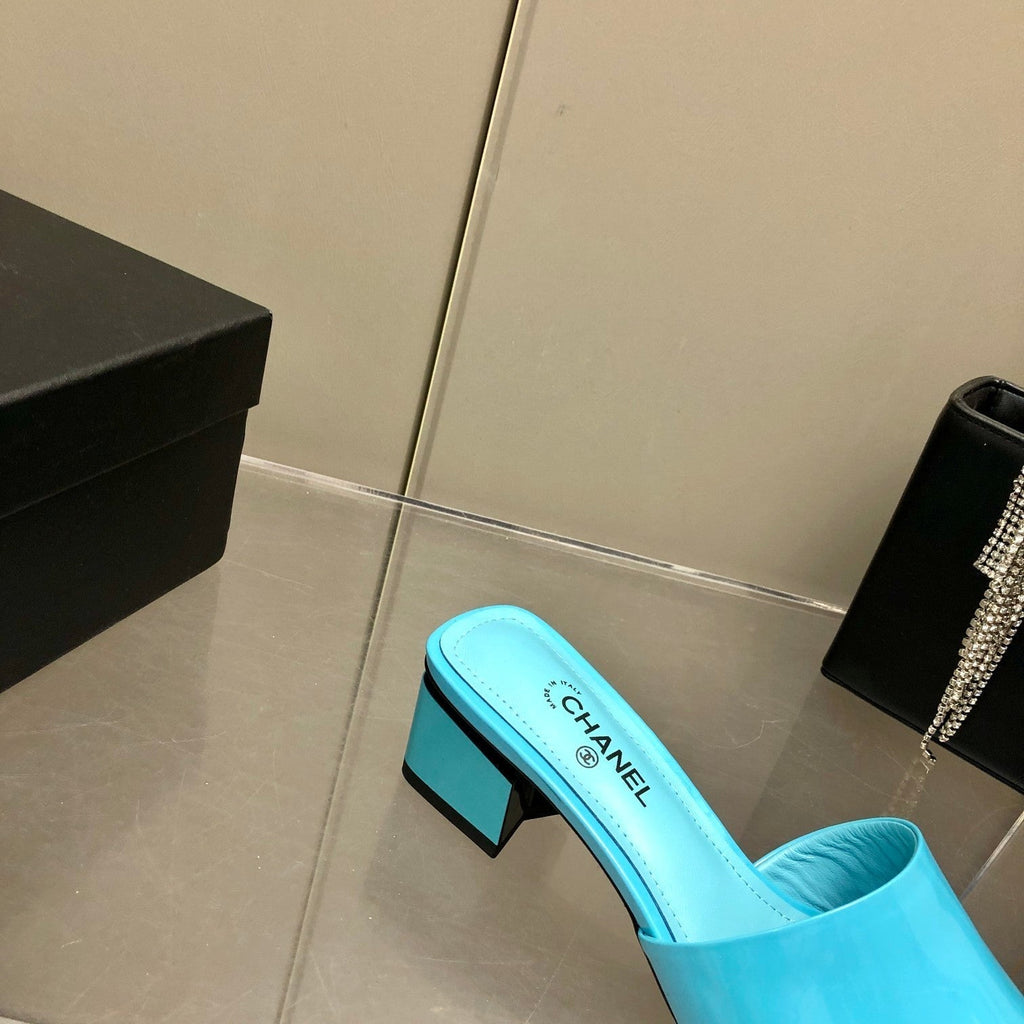 Chanel Mules Jade Light Blue