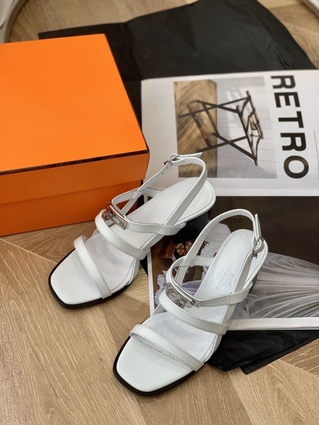 Hermes Eve 60 Sandal White