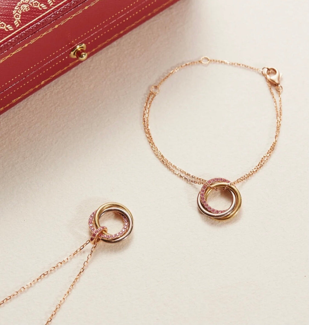 Set Of Three Catier Necklace Bracelet And Earings