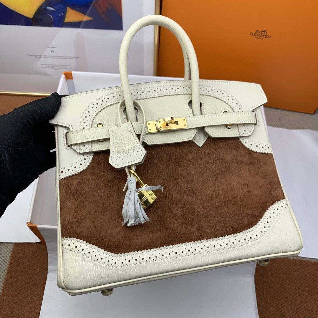 Hermes Birkin 25 Nata Swift Gold Hardware Bi Color