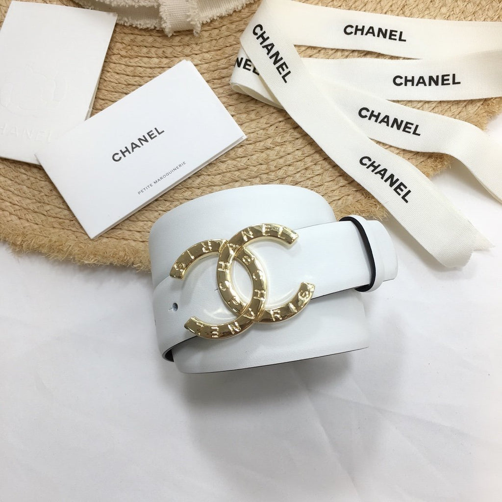 Chanel Belt With Double C Buckle White
