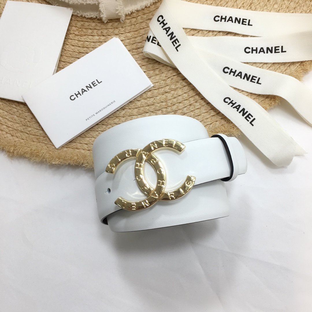 Chanel Belt With Double C Buckle White