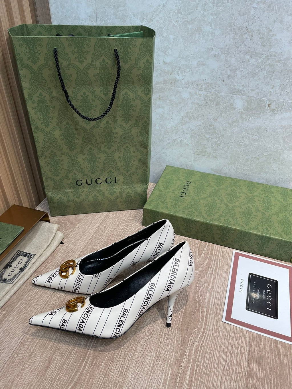 Gucci Balenciaga The Hacker Project Square Knife Pump White