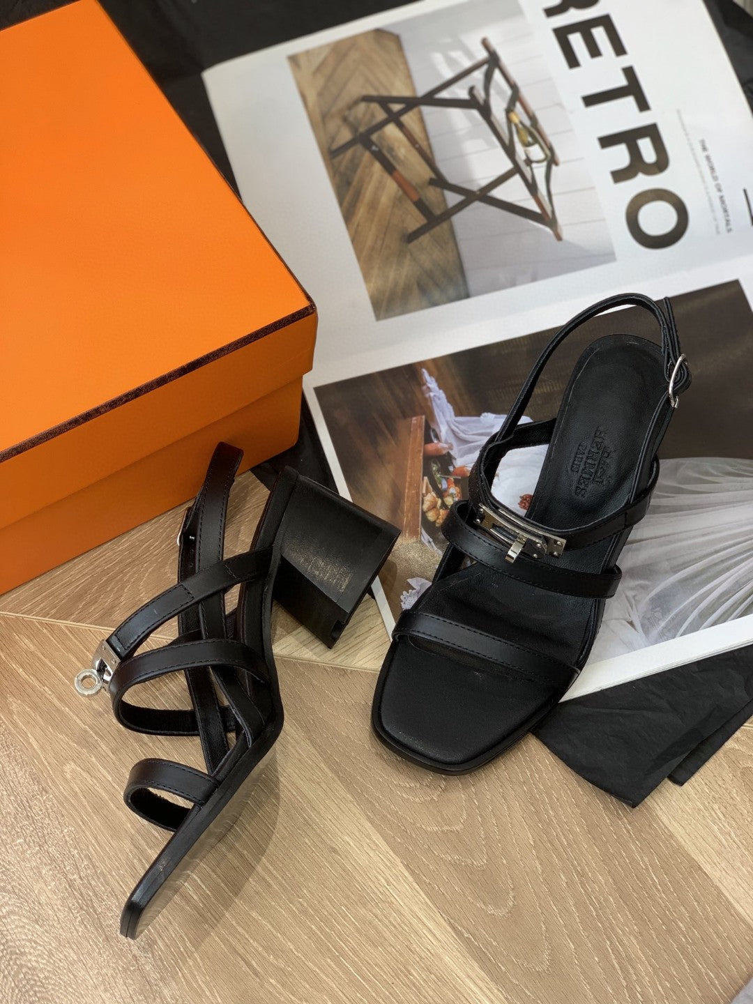 Hermes Eve 60 Sandal Black