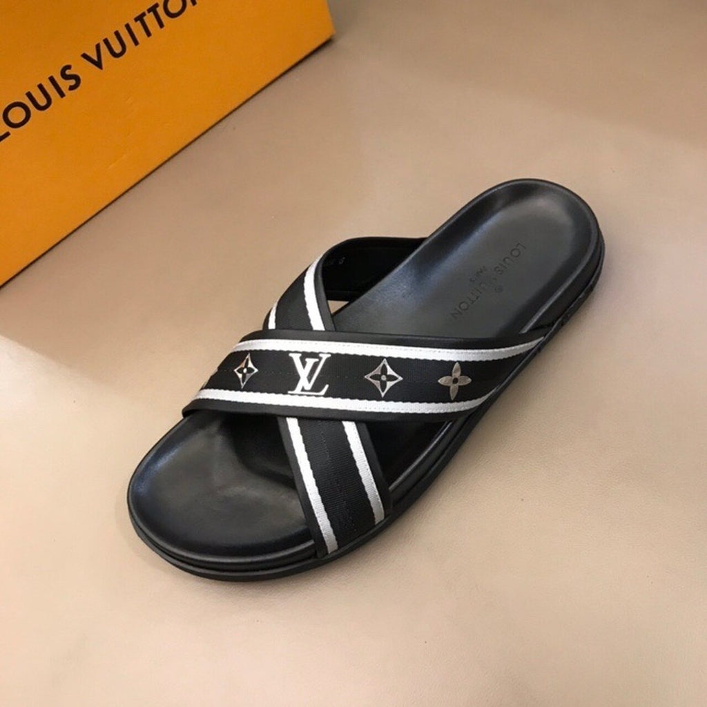 Louis Vuitton Criss-Cross Mules Mens Sandals Spring/Summer Collection Black/Silver