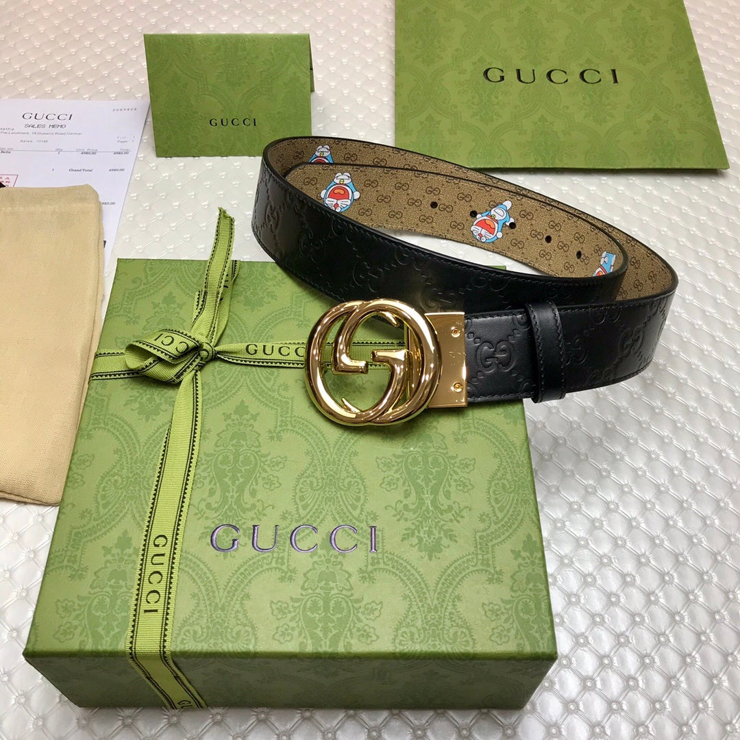 Gucci Belt With Double G Buckle Doreamon Black