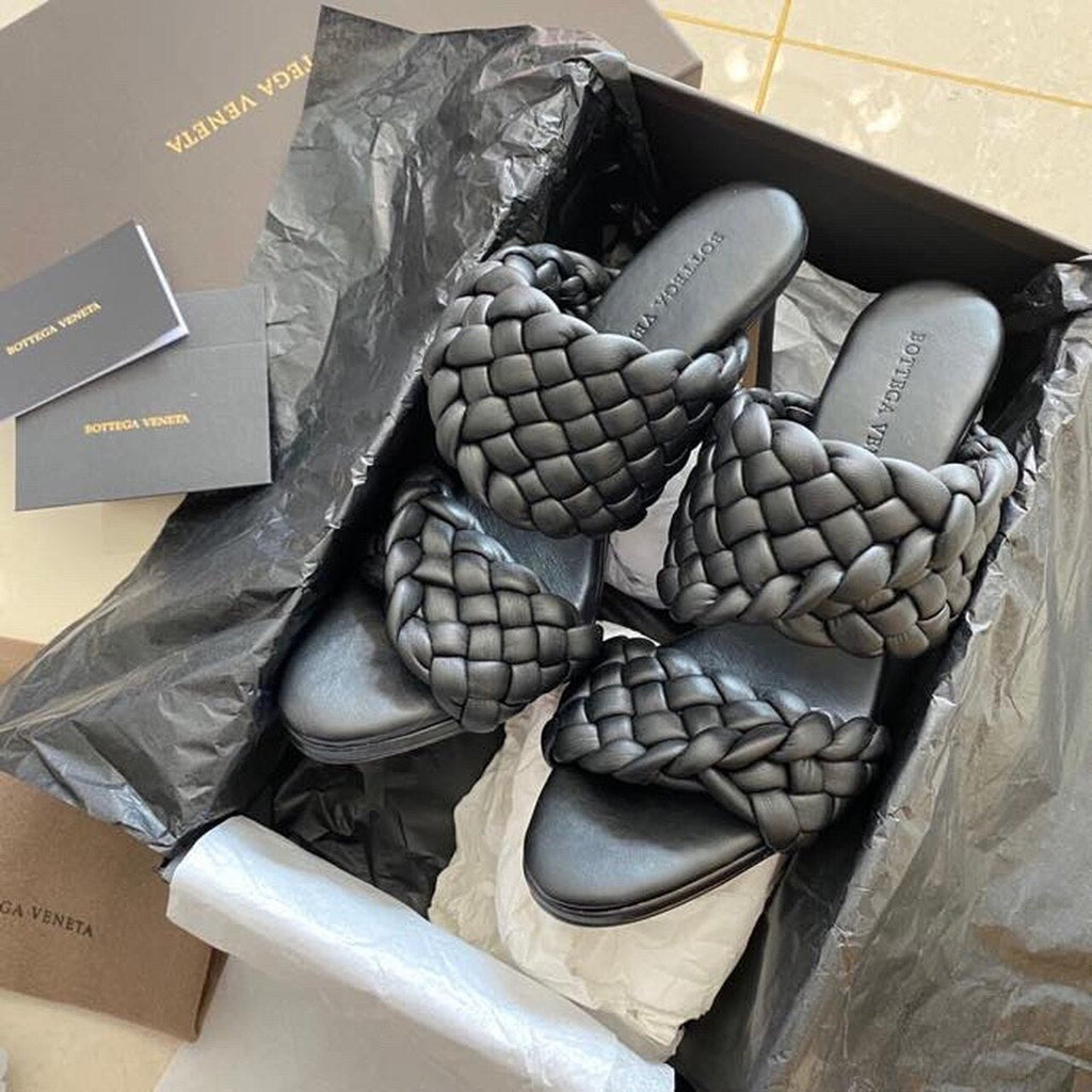 Bottega Veneta Curve Sandals 9.5cm Heel Lambskin Leather Spring/Summer Collection, Black
