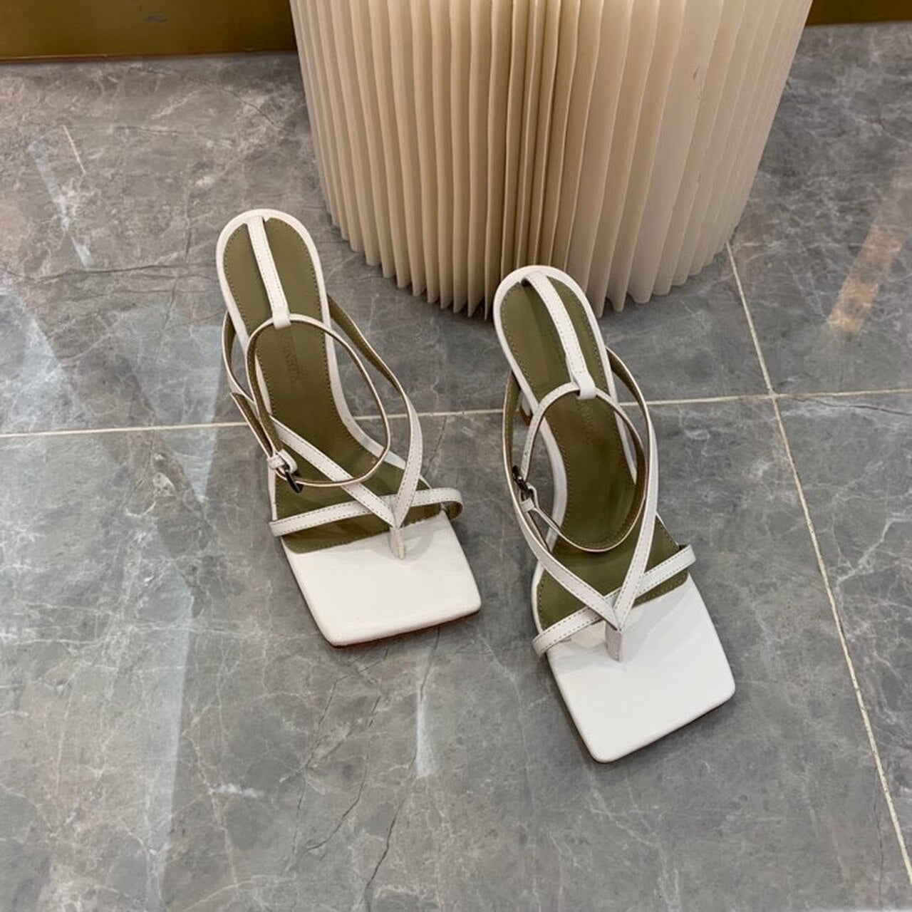Bottega Veneta Stretch Sandals 9cm Heel Lambskin Leather Spring/Summer 2020 Collection, White