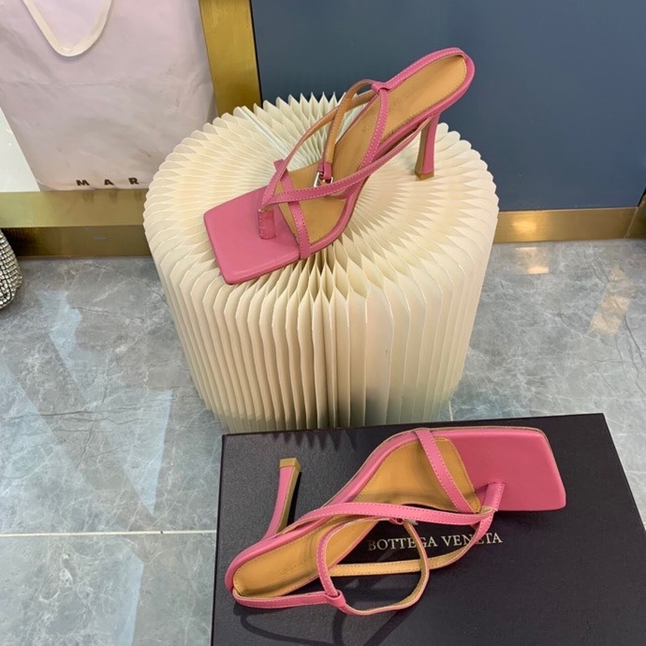Bottega Veneta Stretch Sandals 9cm Heel Lambskin Leather Spring/Summer 2020 Collection, Pink