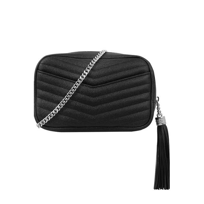 Saint Laurent Monogram Camera Lou Mini Quilted Black/Silver Black Leather Shoulder Bag