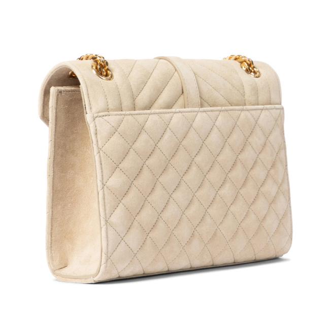 Saint Laurent Monogram Envelope Medium Beige Suede Leather Shoulder Bag
