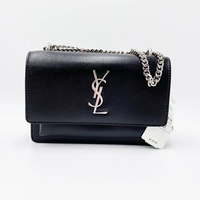 Saint Laurent Monogram Sunset Chain Wallet Black Calfskin Leather Shoulder Bag