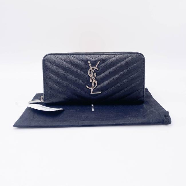 Saint Laurent Black Monogramme Grain De Poudre Zip-around Wallet