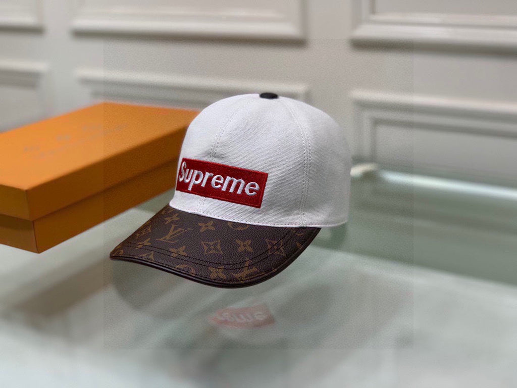 Louis Vuitton x Supreme Cap White & Brown