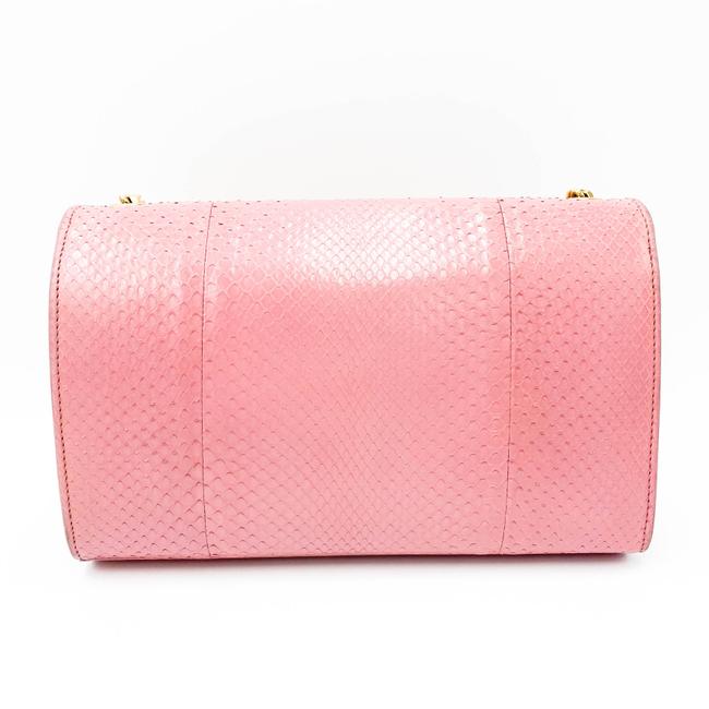 Saint Laurent Monogram Kate Medium Monogram Snakeskin Pink Leather Shoulder Bag