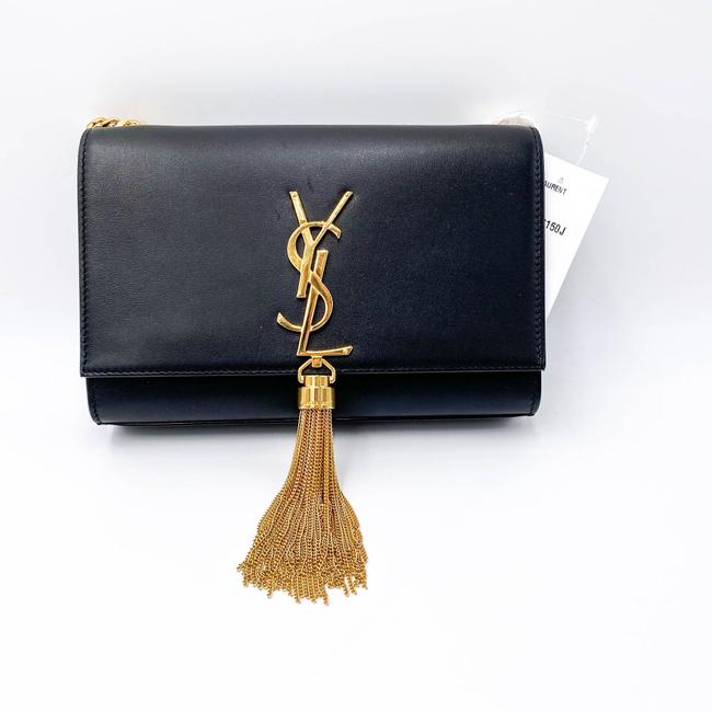Saint Laurent Monogram Kate Small Smooth Calfskin Tassel On Chain Black Leather Shoulder Bag