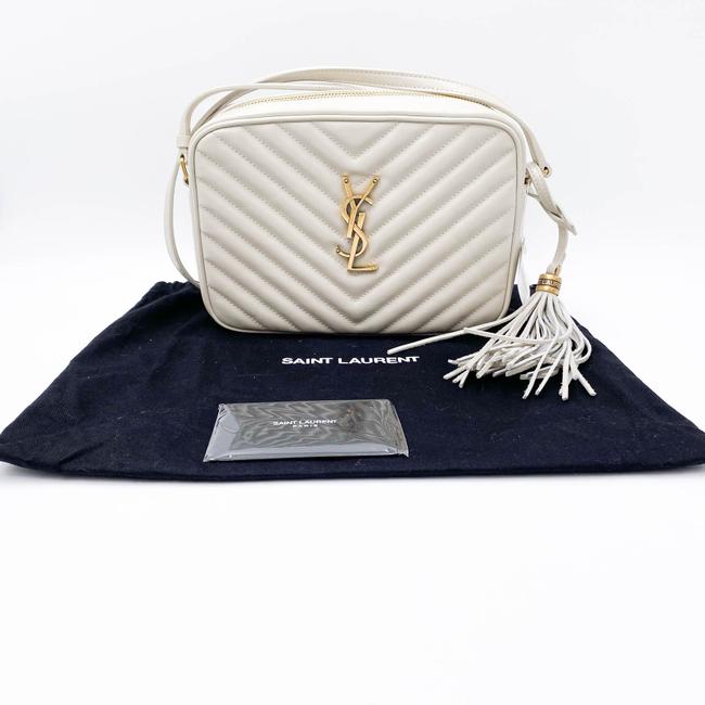 Saint Laurent Monogram Lou Camera Calfskin Matelasse Crema Soft White Leather Shoulder Bag