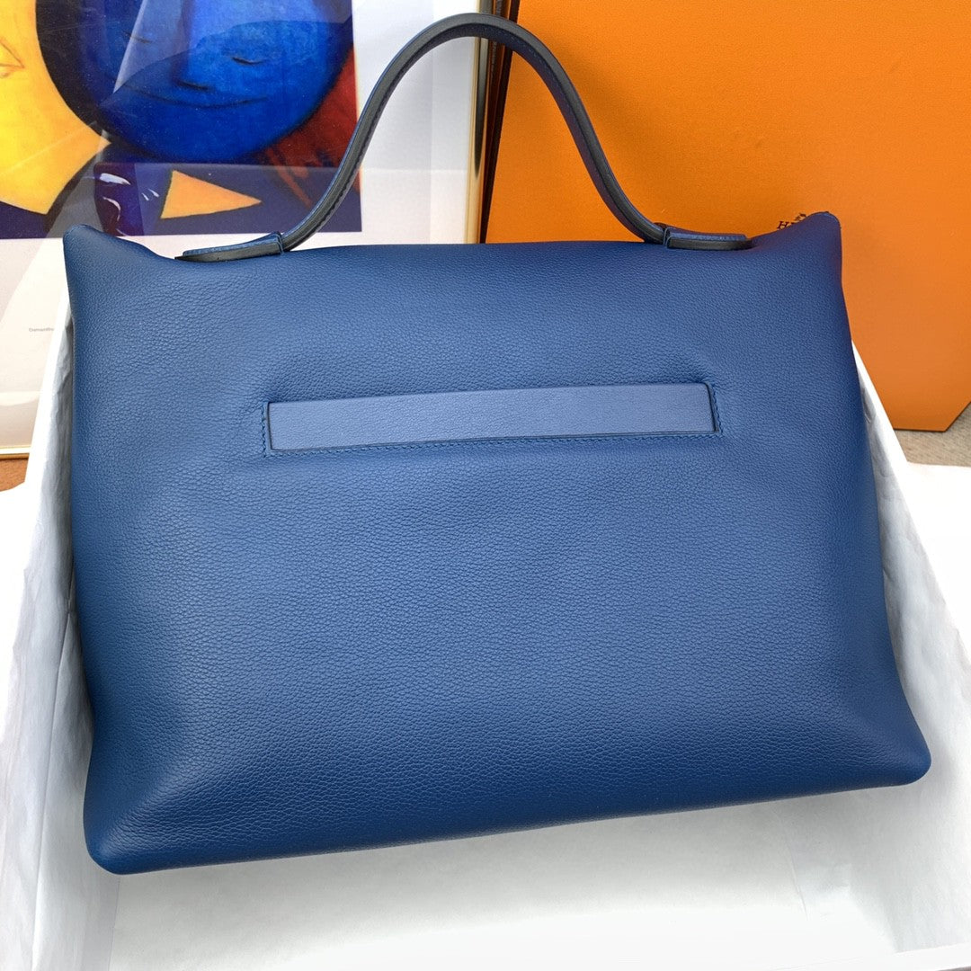 Hermes 24 24 35cm Noir Black Clémence Blue